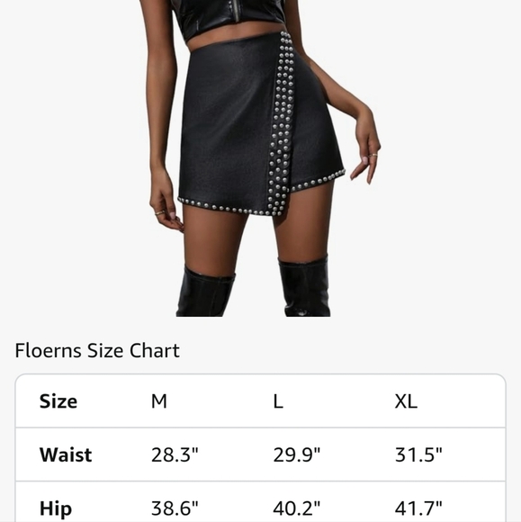 Black Faux Leather Studded Mini Skort - Picture 5 of 13